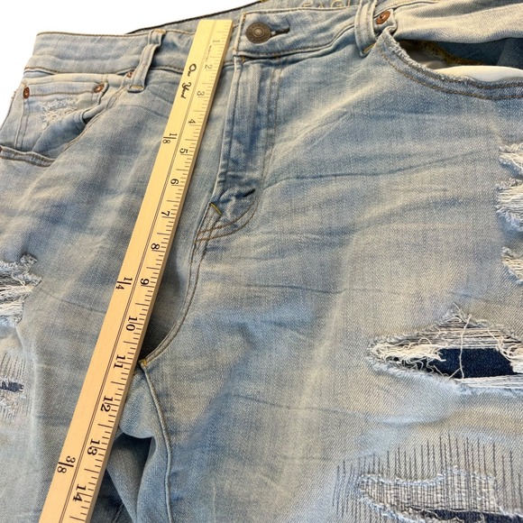 American Eagle Distressed Stretch Jeans Mens 36x32 Light Wash Ripped AirFlex - Picture 6 of 11